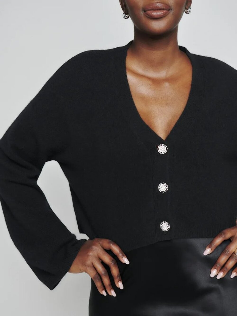 Reformation Val Regenerative Wool Cardigan Black - Size S